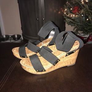 Black wedge sandals